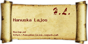 Hanuska Lajos névjegykártya